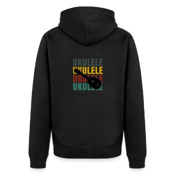Ukulele Hawaii Uke Guitar Music Hawaiian Gift - Unisex Premium Organic Zip Hoodie - black - Back - Nico (187cm)