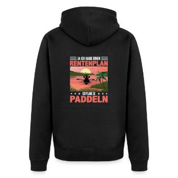 Kanu Kajak Rentenplan Plane zu Paddeln - Unisex Premium Bio Zip Hoodie - Schwarz - Hinten - Nico (187cm)