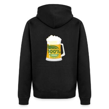 100 Prozent Veganer Veganerin Vegetarier Bier - Unisex Premium Bio Zip Hoodie - Schwarz - Hinten - Nico (187cm)