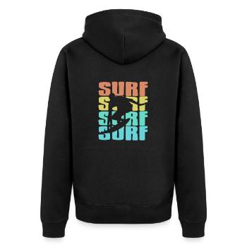 Retro Vintage Surf Surfing T-Shirt Present Gift - Unisex Premium Bio Zip Hoodie - Schwarz - Hinten - Nico (187cm)