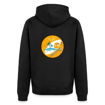 Call It In Vintage Surfing Vacation Designs - Unisex Premium Bio Zip Hoodie - Schwarz - Hinten - Nico (187cm)