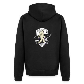 Bigfoot Surfing Funny Surfer Designs T-Shirt - Unisex Premium Bio Zip Hoodie - Schwarz - Hinten - Nico (187cm)