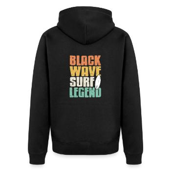 Black Wave Surf Legend Retro Surfing T-Shirt - Unisex Premium Organic Zip Hoodie - black - Back - Nico (187cm)