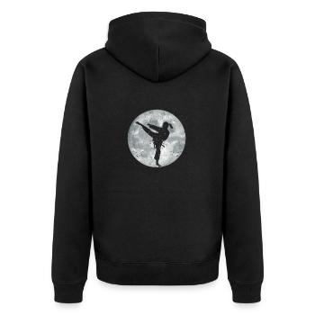 Taekwondo Moon Kick Planet Martial Arts Fan Karate - Unisex Premium Organic Zip Hoodie - black - Back - Nico (187cm)
