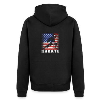 Lustige US-Kampfsportler Patriotische amerikanisch - Unisex Premium Bio Zip Hoodie - Schwarz - Hinten - Nico (187cm)