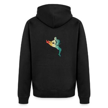 Karate Gürtel Silhouette Kampfsport Trainer Fan - Unisex Premium Bio Zip Hoodie - Schwarz - Hinten - Nico (187cm)