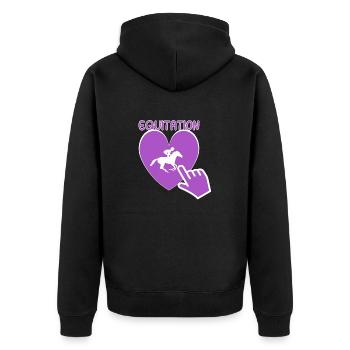 Reiten - Reiter Geschenkidee - Unisex Premium Bio Zip Hoodie - Schwarz - Hinten - Nico (187cm)
