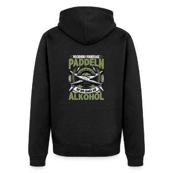 Kanu Kajak Wochenendvorhersage Paddeln und Alkohol - Unisex Premium Bio Zip Hoodie - Schwarz - Hinten - Nico (187cm)