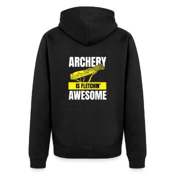 Bogenschütze und Zielscheiben Design Lustiges - Unisex Premium Bio Zip Hoodie - Schwarz - Hinten - Nico (187cm)