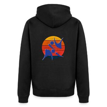 vintage retro judo - judo gift idea - Unisex Premium Organic Zip Hoodie - black - Back - Nico (187cm)
