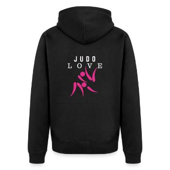 judo love - idee cadeau judo - Veste à capuche bio Premium Unisexe - noir - Dos - Nico (187cm)
