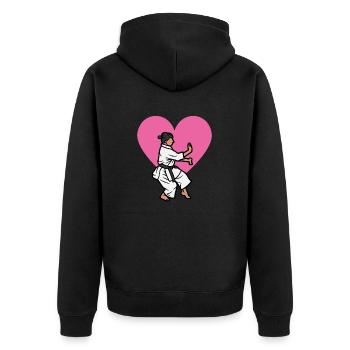Karate love - idee cadeau karate - Veste à capuche bio Premium Unisexe - noir - Dos - Nico (187cm)