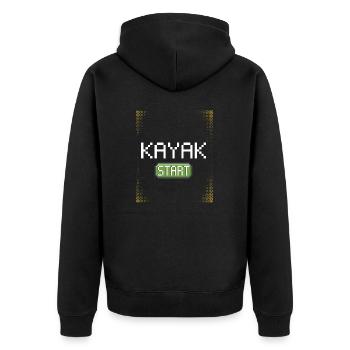 Kajak Pixel Start - Unisex Premium Bio Zip Hoodie - Schwarz - Hinten - Nico (187cm)