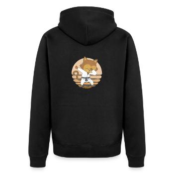 Funny Dabbing Karate Cat Martial Arts Kitten - Unisex Premium Organic Zip Hoodie - black - Back - Nico (187cm)