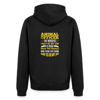 Agent de contrôle des animaux Sauveteur d’animaux Citation amusante - Veste à capuche bio Premium Unisexe - noir - Dos - Nico (187cm)