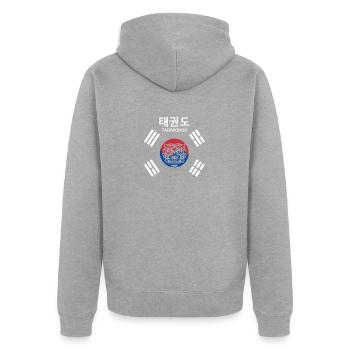 Tae Kwon Do Tiger Korea Lustig Taekwondo Korea - Unisex Premium Bio Zip Hoodie - Grau meliert - Hinten - Nico (187cm)