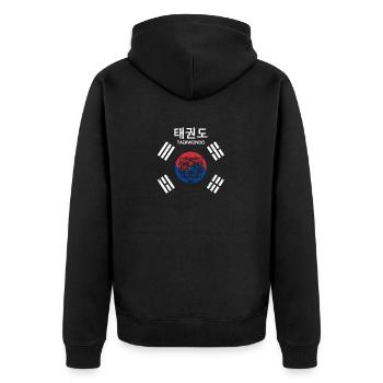 Tae Kwon Do Tiger Korea Lustig Taekwondo Korea - Unisex Premium Bio Zip Hoodie - Schwarz - Hinten - Nico (187cm)