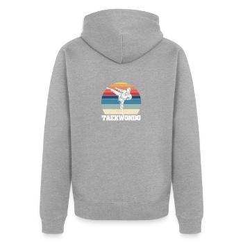 Tae Kwon Do Fighter Taekwondo Korean Fight - Unisex Premium Organic Zip Hoodie - heather grey - Back - Nico (187cm)