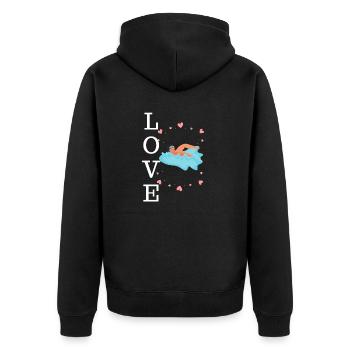 Comedy Schwimmen - Unisex Premium Bio Zip Hoodie - Schwarz - Hinten - Nico (187cm)