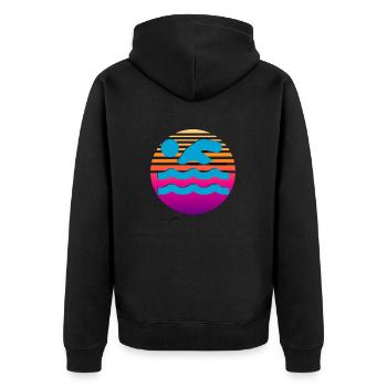 Vintage Schwimmen - Unisex Premium Bio Zip Hoodie - Schwarz - Hinten - Nico (187cm)