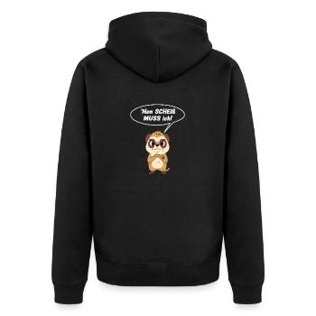 Erdmännchen Kuscheltier Fan Morgenmuffel Geschenk - Unisex Premium Bio Zip Hoodie - Schwarz - Hinten - Nico (187cm)
