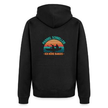 Kanu Kajak Paddel schneller ich höre Banjos - Unisex Premium Bio Zip Hoodie - Schwarz - Hinten - Nico (187cm)
