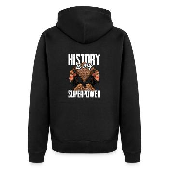 Lustiger Spruch für Geschichte Lehrer und - Unisex Premium Bio Zip Hoodie - Schwarz - Hinten - Nico (187cm)