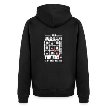 Logistics Logistician Thinking Outside The Box - Unisex Premium Organic Zip Hoodie - black - Back - Nico (187cm)