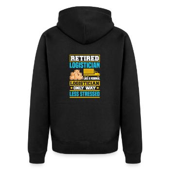 Logistics Logistician Retired Logistician - Unisex Premium Organic Zip Hoodie - black - Back - Nico (187cm)