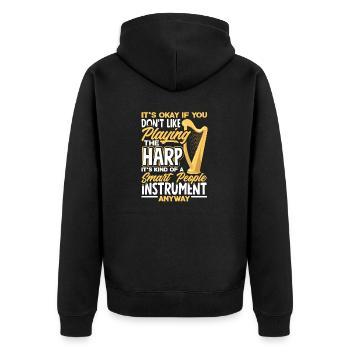 Harp Player Harpist Funny Quote - Unisex Premium Bio Zip Hoodie - Schwarz - Hinten - Nico (187cm)