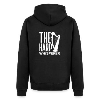 Harp Player Harpist The Harp Whisperer - Unisex Premium Bio Zip Hoodie - Schwarz - Hinten - Nico (187cm)