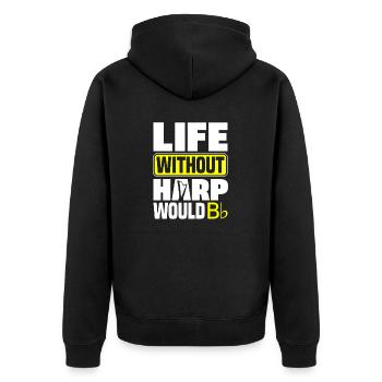 Harp Player Harpist Life Without Harp Funny - Unisex Premium Bio Zip Hoodie - Schwarz - Hinten - Nico (187cm)