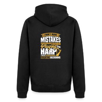 Harp Player Harpist I Dont Make Mistakes When - Unisex Premium Bio Zip Hoodie - Schwarz - Hinten - Nico (187cm)