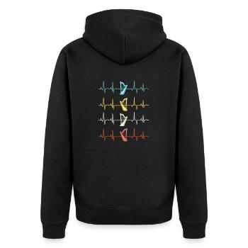 Harp Player Harpist Heartbeat - Unisex Premium Bio Zip Hoodie - Schwarz - Hinten - Nico (187cm)