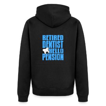 Retired Dentist Hello Pension Funny Dentist - Unisex Premium Bio Zip Hoodie - Schwarz - Hinten - Nico (187cm)