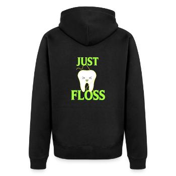 Just Floss Funny Cute Dentist T-Shirt Cadeau Cadeau - Veste à capuche bio Premium Unisexe - noir - Dos - Nico (187cm)