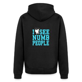 Je vois des gens engourdis Drôle de dentiste T-Shirt Cadeau - Veste à capuche bio Premium Unisexe - noir - Dos - Nico (187cm)
