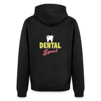 Dental Squad Cool Dentist Designs T-Shirt Present - Unisex Premium Organic Zip Hoodie - black - Back - Nico (187cm)