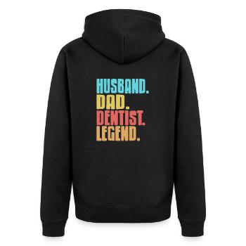 Husband. Dad. Dentist. Legend. Awesome T-Shirt - Unisex Premium Bio Zip Hoodie - Schwarz - Hinten - Nico (187cm)