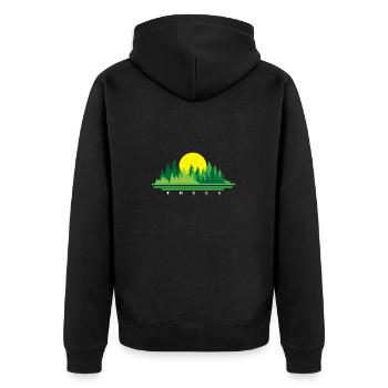 Tree - Unisex Premium Organic Zip Hoodie - black - Back - Nico (187cm)