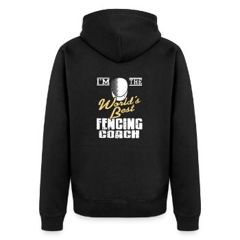 I'm The World's Best Fencing Coach Vintage Tee - Unisex Premium Bio Zip Hoodie - Schwarz - Hinten - Nico (187cm)