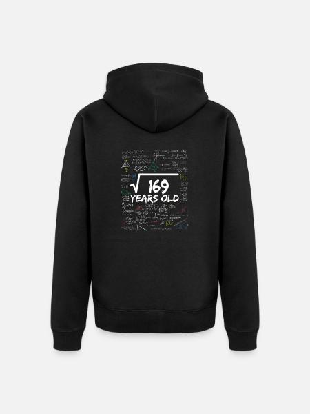 Square Root of 169 13TH Funny Math Birthday - Premium økologisk unisex-hættejakke - sort