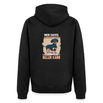 Dackel Hund Teckle Hundeliebhaber Rauhaardackel - Unisex Premium Bio Zip Hoodie - Schwarz - Hinten - Nico (187cm)