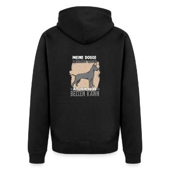 Cooles Hundehalter Motiv Dogge Deutsche Dogge - Unisex Premium Bio Zip Hoodie - Schwarz - Hinten - Nico (187cm)