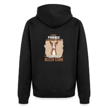 Hundehalter Training Podenco Hundesport Podenco - Unisex Premium Bio Zip Hoodie - Schwarz - Hinten - Nico (187cm)