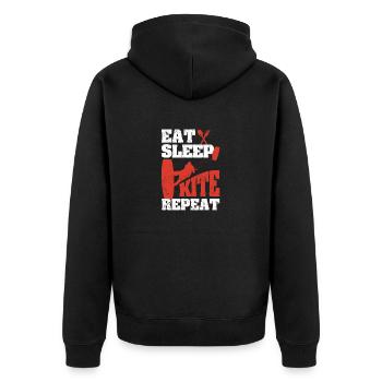Kiteboarding Funny Kitesurfer Passion Eat Sleep - Unisex Premium Organic Zip Hoodie - black - Back - Nico (187cm)