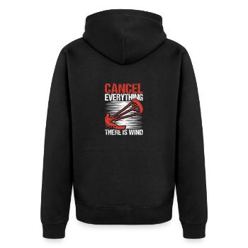 Alles absagen Es gibt Wind Funny Kitesurf Kite - Unisex Premium Bio Zip Hoodie - Schwarz - Hinten - Nico (187cm)