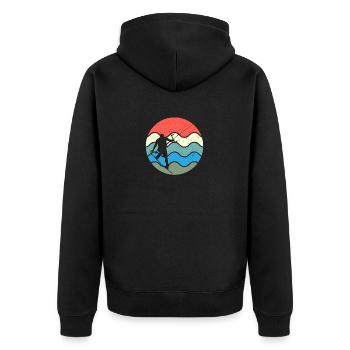 Retro Eighties Beach Surf 80s Vibe Water - Unisex Premium Organic Zip Hoodie - black - Back - Nico (187cm)