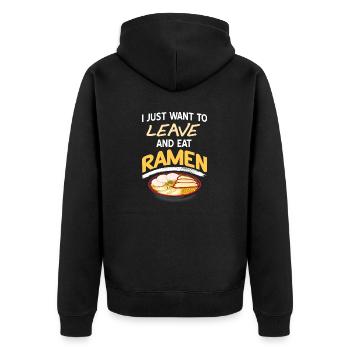 Je veux juste partir et manger des ramen funny design - Veste à capuche bio Premium Unisexe - noir - Dos - Nico (187cm)