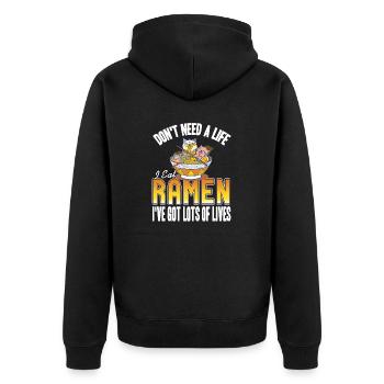 N’a pas besoin d’une vie je mange des ramen drôles d’amoureux des ramen - Veste à capuche bio Premium Unisexe - noir - Dos - Nico (187cm)